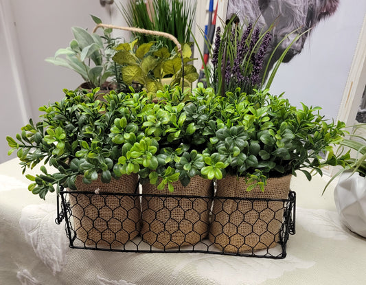 Triple Burlap Floral in a Basket