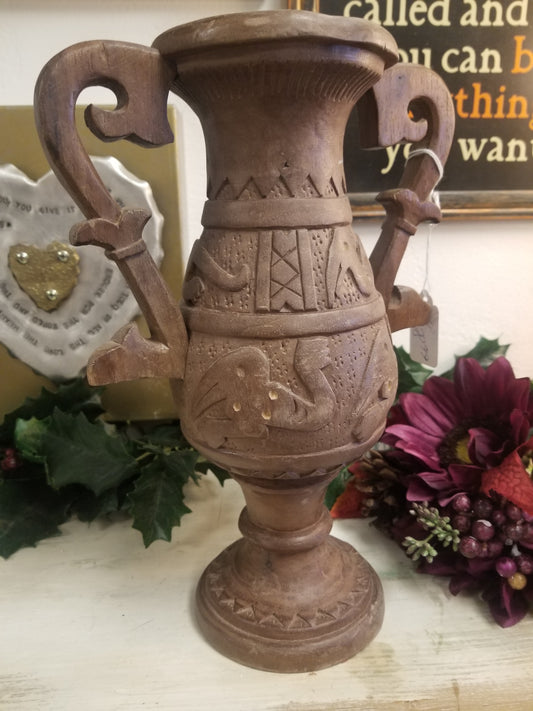 Carved wood vessel