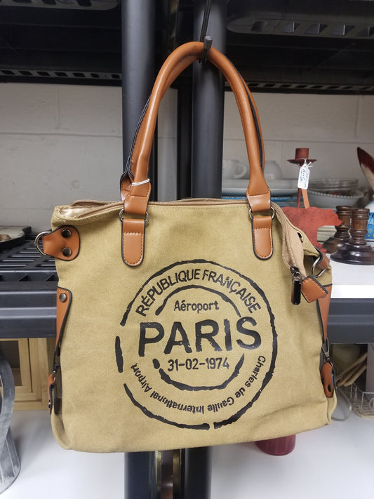 Paris burlap purse